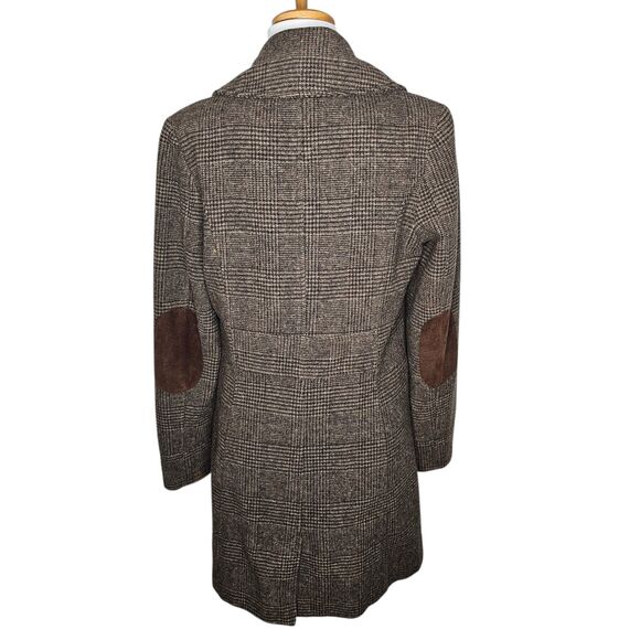 Merona Wool Blend Houndstooth Coat Brown Elbow Patch Equestrian Academia Size S - Picture 7 of 15
